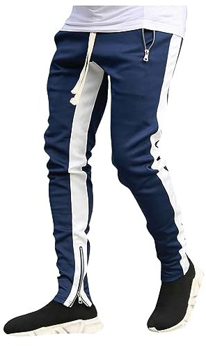 KONG JIMFAN Hosen Herren Übergrößen Herren Sweathose Taschen Sport Hose Herren Tracksuit Herren Sporthosen Für Herren Trapstar Hose Winter Warm Weites Bein Sweatpants(Marine,XL)