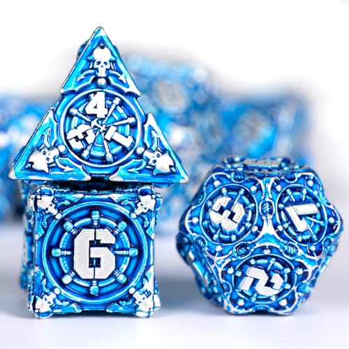 HKDZ DND-Würfel-Set aus Metall, polyedrisches RPG-D&D-Würfel-Set, 7-teilig, für Rollenspiele, Tischspiele, Dungeons and Dragons, MTG, Pathfinder, D&D-Würfel-Set, bunt