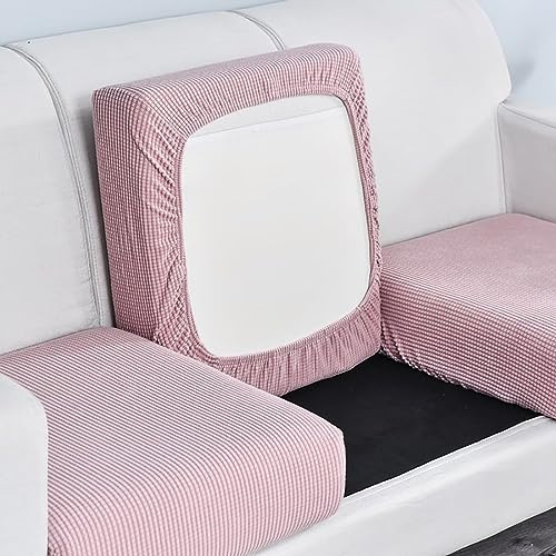 Edumov Sofa Sitzkissenbezug, Stretch Sofasitzbezug, Taillierter Sofasitzbezug, Weicher Sofakissen Schonbezüge Möbelschutzbezug, Ersatz für Einzelkissen(1-Sitzer, Rosa)