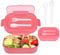 AUAUY Rosa Fiambrera Bento Box infantil, lunch box loncheras para niñas, loncheras para niños, fiambrera infantil 4 compartimentos con Cuchara y Tenedor, Apto para Microondas/Lavavajillas, Sin BPA