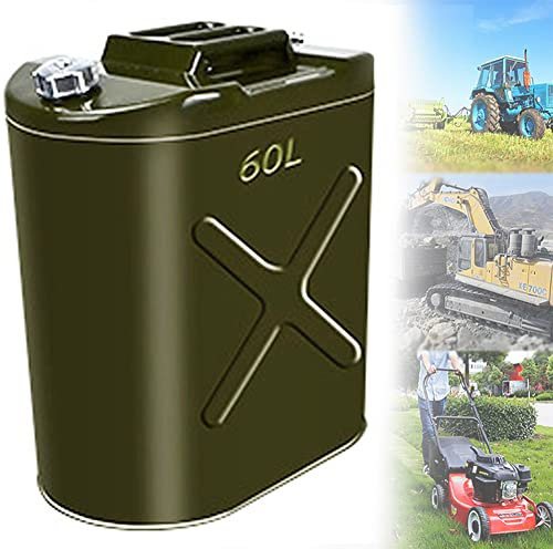 Bidon D'essence Vertical 10L-60L,Bidon De Carburant En Métal Portable,épaissi Réservoirs De Carburant De Secours Verts,Pour L'essence Et Le Diesel Motos Et Automobiles,60L