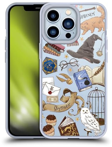 Head Case Designs Officially Licensed Harry Potter Hogwarts Pattern 2 Deathly Hallows XXXVII Soft Gel Case Compatible With Apple iPhone 13 Pro
