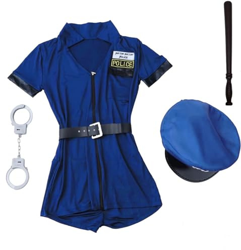 MJPARTY Ladies Sexy Police Woman Costume Halloween Officer Cop Fancy Dress Outfit Copper Uniform