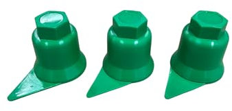 KRAM-Tuck - 100x Radschrauben - Radmuttern - Radschraubenkappen - Radmutternkappen - Kunstsoff Kappen Abdeckungen - Indikator für lose Schrauben (Grün, 33MM)
