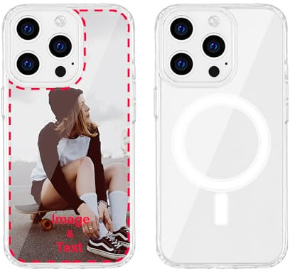 MXCUSTOM Personalised Phone Case for Apple iPhone 14 Pro Max | Compatible with MagSafe. Customised Photo Image Text Picture Design Shockproof [Soft Cushion Bumper+Hard PC Back] (P1)