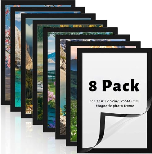 Rierousy 8 Stück Diamond Painting Rahmen A3, Selbstklebend Magnetisch Bilderrahmen 30x40, Magnet Bilderrahmen für Diamant Malerei Anzeige und Schutz, Home Wall Office Dekor