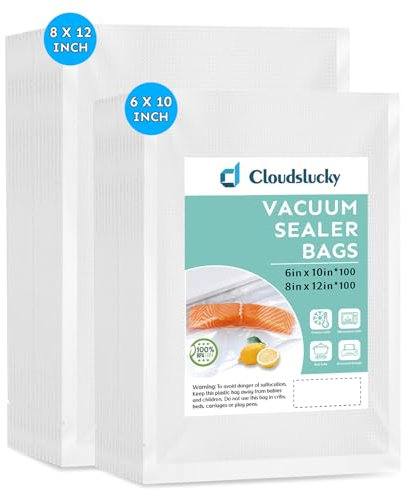 Cloudslucky Vakuumierbeutel Lebensmittel 100 Stück 15x25 cm & 100 Stück 20x30 cm Vakuumbeutel Gefrierbeutel Profi-beutel für alle Vakuumierer,BPA-frei,Kochfest und Sous Vide Beutel Vakuumierer Bags