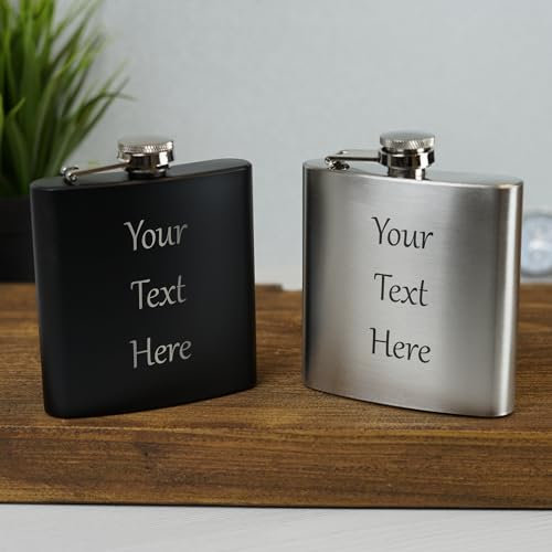 Personalised Engraved Hip Flask Custom 6oz Hipflask Wedding Gift Idea, Fathers Day, Groomsmen, Best Man, Favours (Style 7)