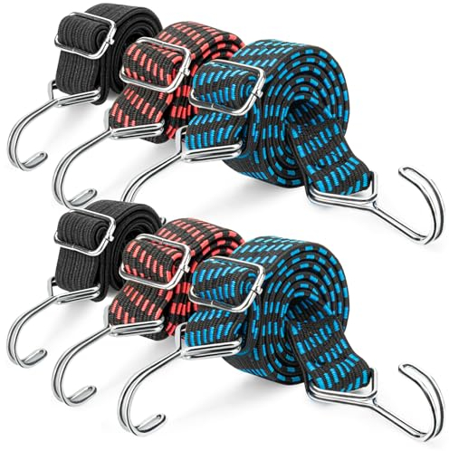 Spanngummi mit Haken, HUDDU 6PCS Expander Spanngurte mit Haken, Spanngummi Verstellbar mit Haken, Gepäckspanner Breit für Fahrrad, Motorrad Gepäckpakete Fahrrad, Autotransporter, Camping