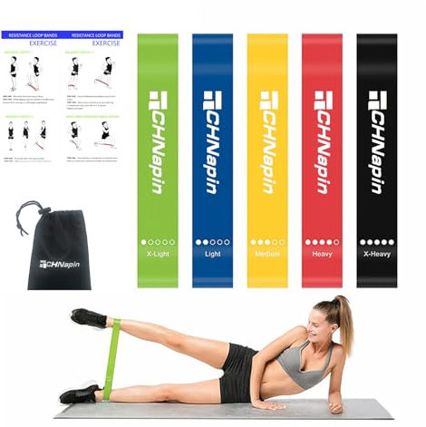 Resistance Bands 5-piece Set with User Guide and Carry Bag,Exercise Bands with 5 Levels for Latex Elastic Bands for Yoga,Pilates, Rehab, Fitness,Strength Training and Home Workout (colorful)