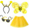 Vifcotly Costume d'abeille, costume d'abeille, pour adulte, femme, costume d'Halloween avec ailes d'abeille, antenne d'abeille, bandeau, galsse d'abeille, jupe tutu jaune pour grils femmes habillé