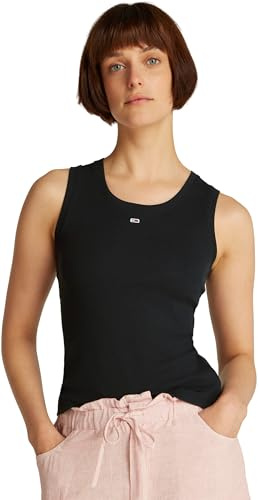 Tommy Jeans Damen Tank Top Essential Rib Slim Fit, Schwarz (Black), XL
