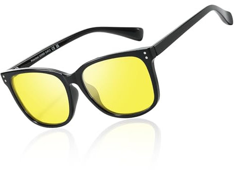 TJUTR NachtfahrtBrille für Frauen Polarisiert Nachtbrille zum Autofahren Gelb Nachtsichtbrille reduzieren Scheinwerfer Blendung Nachtfahrt Brille