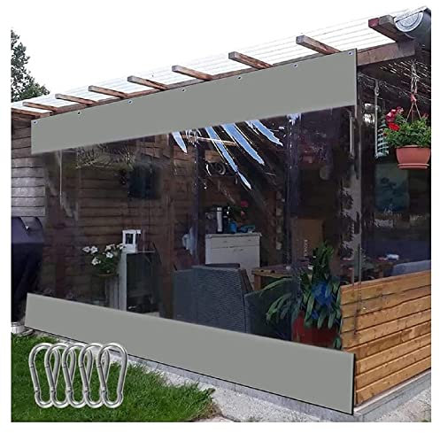 DGAMHF Vinyl-Vorhang für den Außenbereich, mit transparenter Plane, mit Metallhaken, strapazierfähig, wasserdicht, mit Ösen für Terrasse, Pergola, Veranda, Pavillons (3 x 7 m)