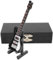 Jwthee Mini-E-Bass-Gitarren-Modell, Miniatur-E-Gitarre aus Holz mit Ständer, Musik-Ornament, Miniatur-Puppenhaus-Modell, Simulation Bass-Modell, Musikinstrument-Ornamente (Schwarz)