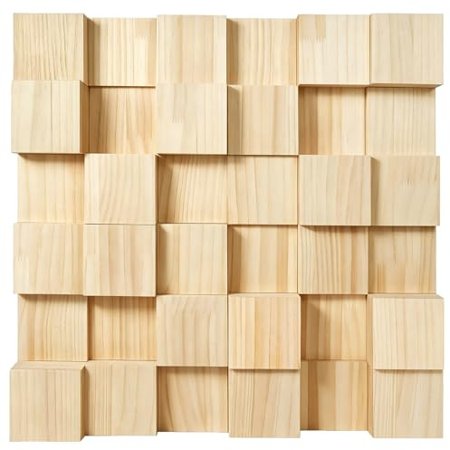 BXI Holz-Sound-Diffusor – 61 x 61 x 7,1 cm dicke akustische Diffusionsplatten verleihen dem Hörraum musikalische Lebendigkeit, quadratischer Rückstandsdiffusor für Wand und Decke akustische Behandlung