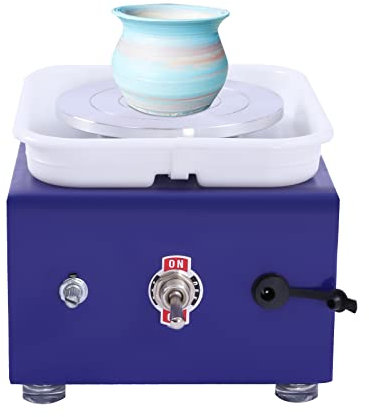 Kozivmo Töpferscheibe Ceramics Clay Machine Pottery Wheel 24W 12V Elektrische Maschine mit Abnehmbares Becken Pedal DIY Keramik Formwerkzeug Keramik Rad Maschine (Blau)