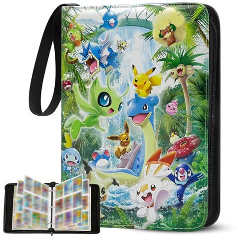 Sammelalbum für Karten, 50 Seiten 900 Karten Kapazität, Sammelkarten Album, Sammelmappe Karten Ordner Heft, Tragbar Reißverschlüsse Karten Halter, Geschenke für Sammler und Kinder