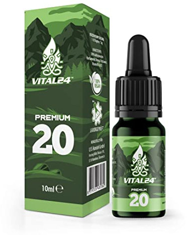 VITAL24 - Premium Nr. 20 extra starkes und hochdosiertes Hanföl mit 10ML - Vital Hanfsamenöl - 100% Natur - Hanftropfen mit Omega 3-6-9
