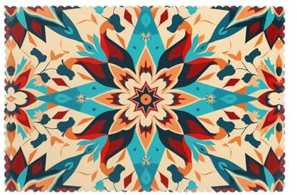 WHJWZY Tischsets mit Diamantblumen-Motiv, indischer Druck, für Esstisch, 6-teiliges Set, Tischset, 30,5 x 45,7 cm, für Küche, Esszimmer, Dekoration, waschbar, leicht zu reinigen