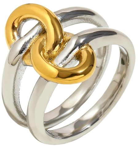 Jpltlvy Edelstahl 18K Vergoldet Vintage Twisted Rope Ring Retro Schraube Nagel Knoten Design Damen Boho Schmuck Geschenkidee