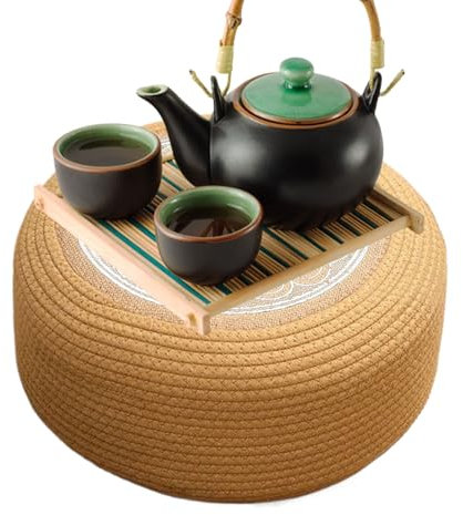 mivceklw Rattan Hocker | Runder Geflochtener Sitzhocker Für Garten & Terrasse | Boden Sitzgelegenheit Für Terrasse Garten Wohnbereich Außenbereich Poolbereich