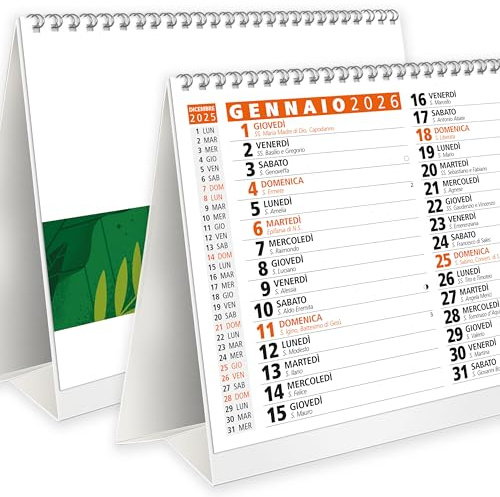 Mond und Heilige Wochen Tischkalender 2026 mit großen Zahlen - FSC® Mix Credit zertifiziert - Schreibtischkalender 2026 für Büro Zuhause Schule (Orange)