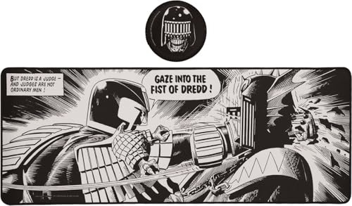 FaNaTtik 2000 AD Judge Dredd XL Desk Pad and Coaster Set | Office & Home Desk Protector, Mosue Mat, Non-Slip, Officially Licensed Merchandise