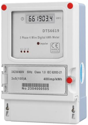 UTTASU Drehstrom-Zähler mit LCD-Display 3x230/400V 100A zur Wandmontage, Digitale kWh-Messung für Wohngebäude und Gewerbe