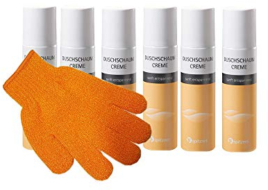 Duschschaum “Cremegefühl“ Sparpaket (6 x 150 ml) von Spitzner mit einem Gratis Massagehandschuh