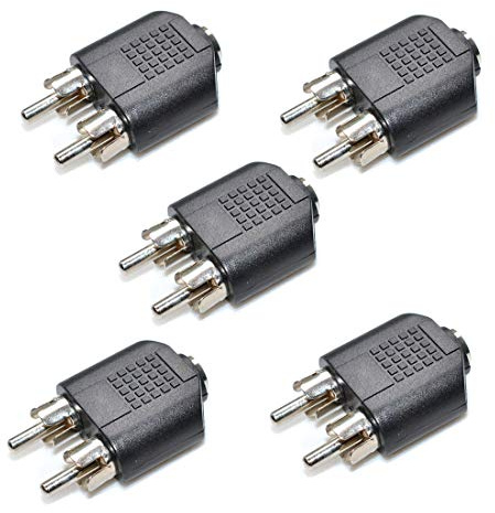 Oiyagai 5 Pezzi Adattatore RCA Y Splitter 3.5mm 1 Femmina a 2 Maschi per Audio Video AV TV