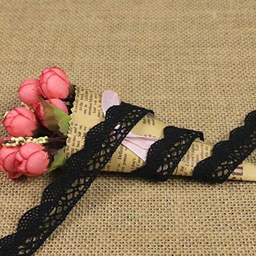 showll 10 Meter Vintage Spitzenband Spitzenborte Häkel-Borte Spitze Nähen Spitzenbordüre Geschenkbox Deko (Schwarz)