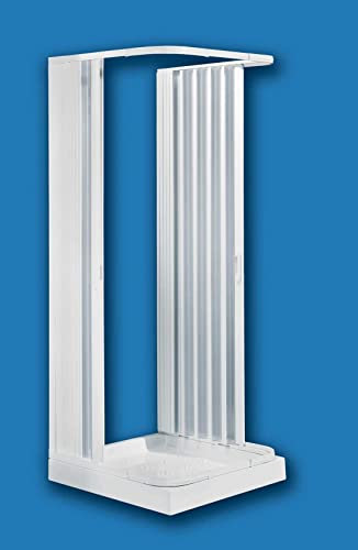 Box cabine douche réductible Negrari Hobby trois 3 faces 70x70x70 80x80x80 80x90x80 h 184 cm symétrique mur mural ouverture centrale Blanc profils PVC portes coulissantes Soufflet Large ameublement