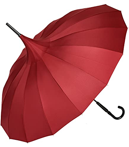 VON LILIENFELD Paraguas Parasol Sombrilla Largo Boda Nupcial Pagoda Charlotte borgoña