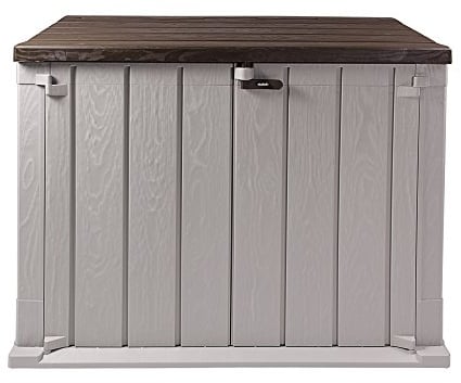 Ondis24 Mülltonnenbox Storer Basic/Basic XL Gerätebox abschließbar für 2 Mülltonnen (1330 Liter, Grau-Braun)