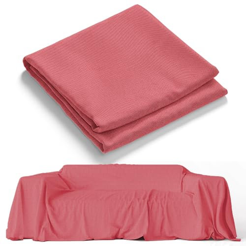 HomeLife Telo Copridivano Tinta Unita Rosso [160X280] Made in Italy | Telo Copritutto Cotone Multiuso ideale come Copriletto Singolo Estivo, Telo Arredo Divano, Telo Mare Grande, Telo Auto per cani