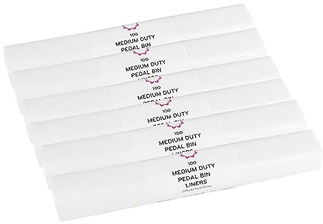 15L Swing Bin/Pedal Bin Liners/Bin Bags - White - 6 Rolls of 100 bags (600 bags total)