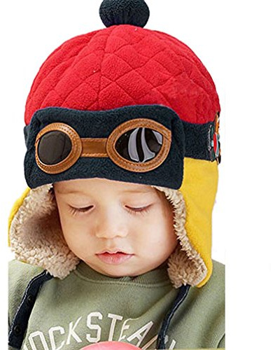 TMEOG Mütze Baby Junge Mädchen Warme Hut Wintermütze Strickmützen Schlupfmütze Beanie Ballonmütze Mützen Haube Kapuze Mützen Hüte (Rot)