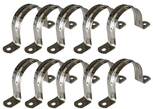 AKIHISA 10 PCS Two Hole U Tube Strap Clamp 304 Stainless Steel Rigid Pipe Strap Clamp ID 3 1/7Inch(80mm)