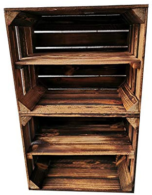 teramico Cagettes à Fruits/Bois flammées dans de Nombreuses Variantes – Idéal pour la Construction de Meubles ou pour Le Rangement – Très Solide et Stable