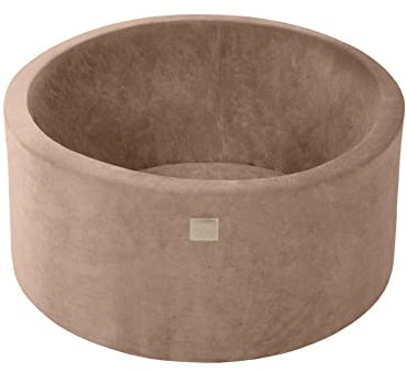 MEOWBABY Piscine à Balles pour Bébé - Rond 90x40cm Fosses a Boules pour Enfants sans Balle, Velvet, Beige