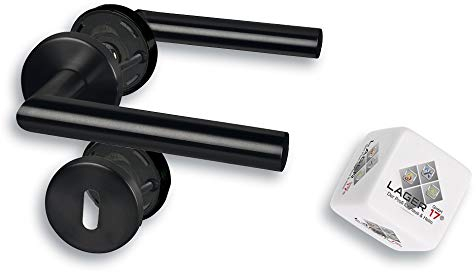 Lager 17 Türbeschlag Rosettengarnitur für Zimmertüren schwarz, Türklinke Türgriff Türbeschlag