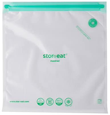 MASTRAD Intelligent Stor'eat Beutel – wiederverwendbare Vakuumbeutel – bewahrt Nährstoffe – gesundes Kochen – 10 Stück – 26 x 28 cm – 3 l
