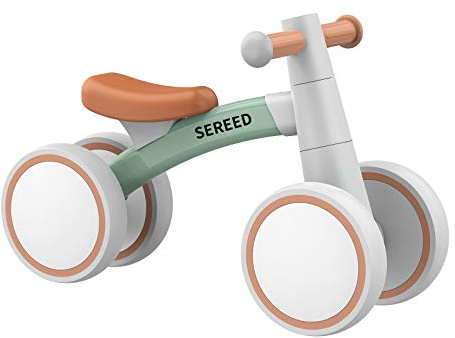 SEREED Baby Balance Bike for 1-2 Year Olds - 4 Wheels, First Bike for Toddlers, Birthday Gift (Green)