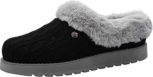 BOBS from Skechers Women's Keepsakes Ice Angel Slipper, Black/Grey, 9 W US