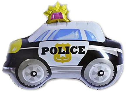 ballonfritz® Polizeiauto Ballon - XXL Police Car Luftballon 65x60x25cm als Geburtstagsgeschenk, Party-Deko oder Überraschung für den Kindergeburtstag