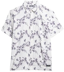 Superdry Mens Vintage Hawaiian Shirt Hemd mit Button-Down-Kragen, Optic Blossom, Large