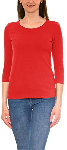 Alkato Damen Shirt 3/4 Arm mit Rundhals, Farbe: Rot, Größe: 3XL
