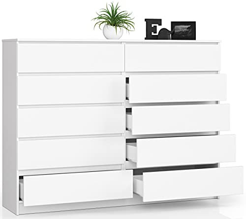 BDW Kommode, 10 Schubladen, viel Stauraum, Kleiderschrank, Flur, Badezimmerschrank, Kommode, Multifunktionsschrank. Abmessungen: 160 x 121 x 40
