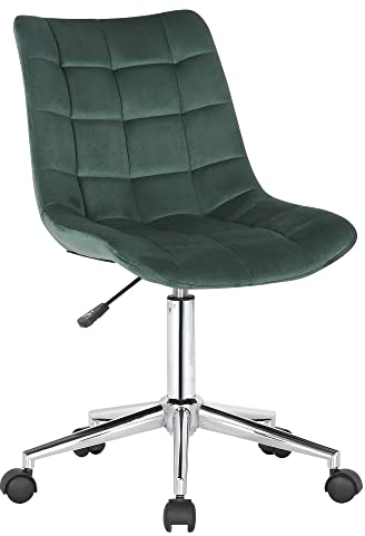 CLP Bürostuhl Medford Samt I Drehstuhl Für Home-Office I Schreibtischstuhl Höhenverstellbar Mit Drehfunktion, Metallgestell Und Rollen, Farbe:grün